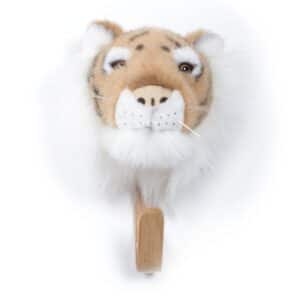 wild and soft wandhaak pluche dierenkop tijger